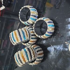 Handmade Multi Sequin Beaded Napkin Rings Set Your Table with Style - 6 Pack